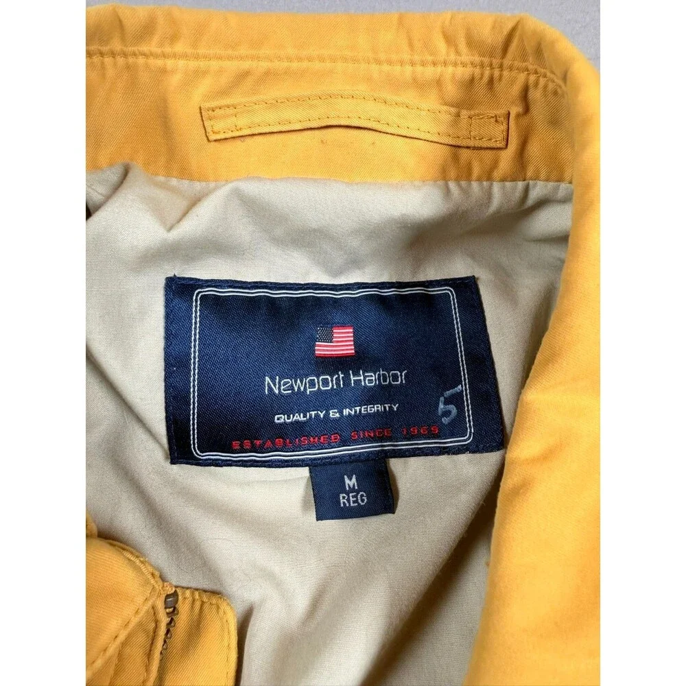 Medium Vintage Newport Harbor Mustard Yellow Bomber Jacket Sunglass pocket
